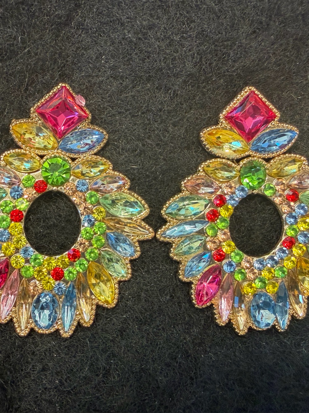 Multicolor Crystal Statement Earrings